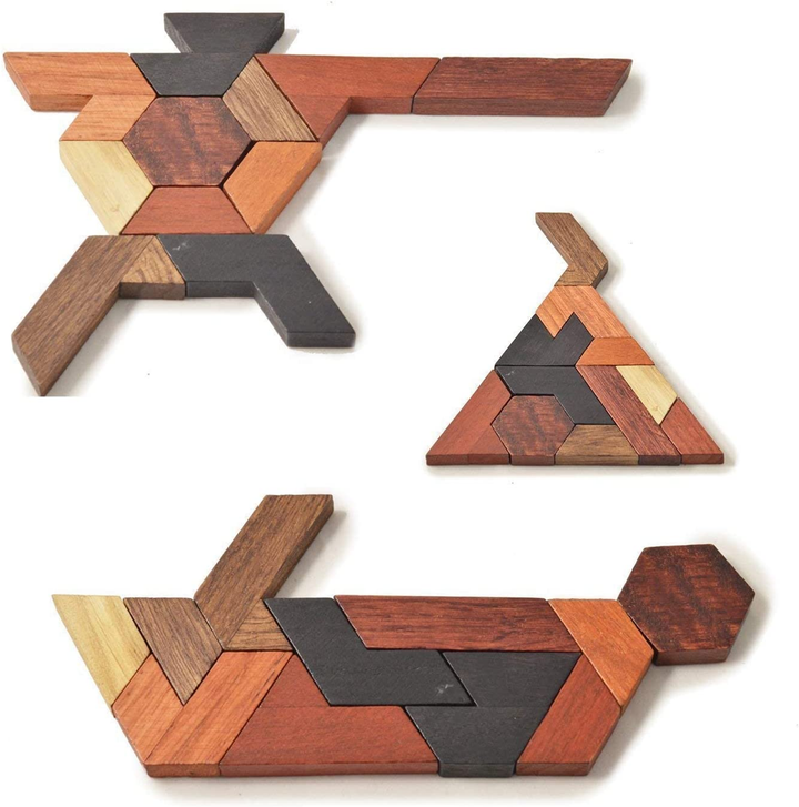 Hexagon Tangram Wooden Puzzle for Kids and Adults 11pcs - 5