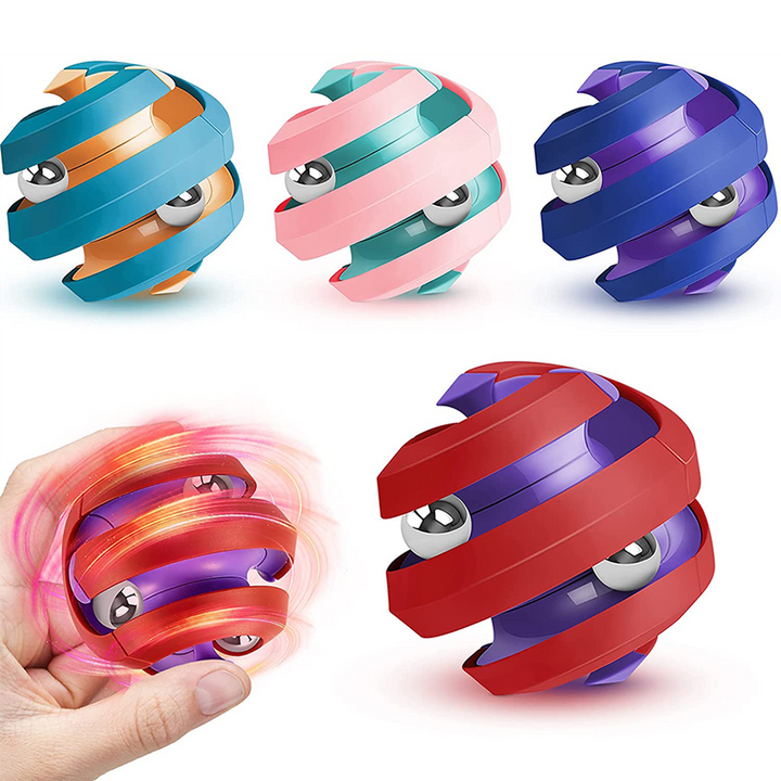 Fidget Ball Rotating Orbit Marble Toy, Four Colors Available Red/Purple