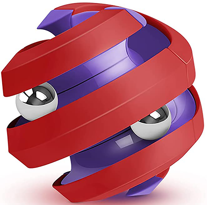 Fidget Ball Rotating Orbit Marble Toy, Four Colors Available Red/Purple - 9