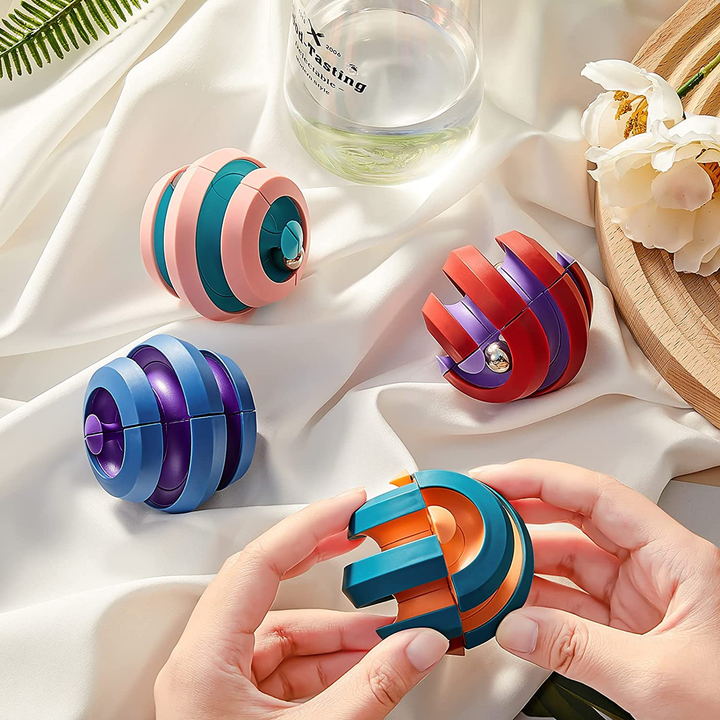 Fidget Ball Rotating Orbit Marble Toy, Four Colors Available Blue/Purple - 3