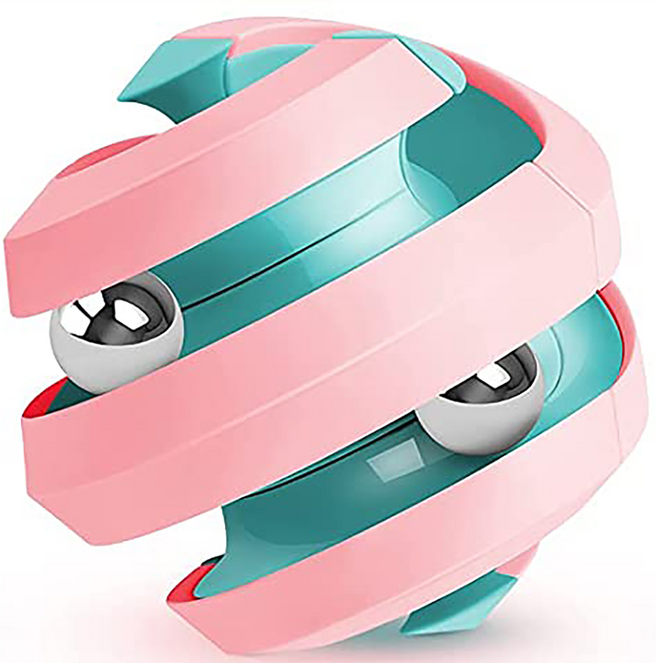 Fidget Ball Rotating Orbit Marble Toy, Four Colors Available Pink/Teal - 8