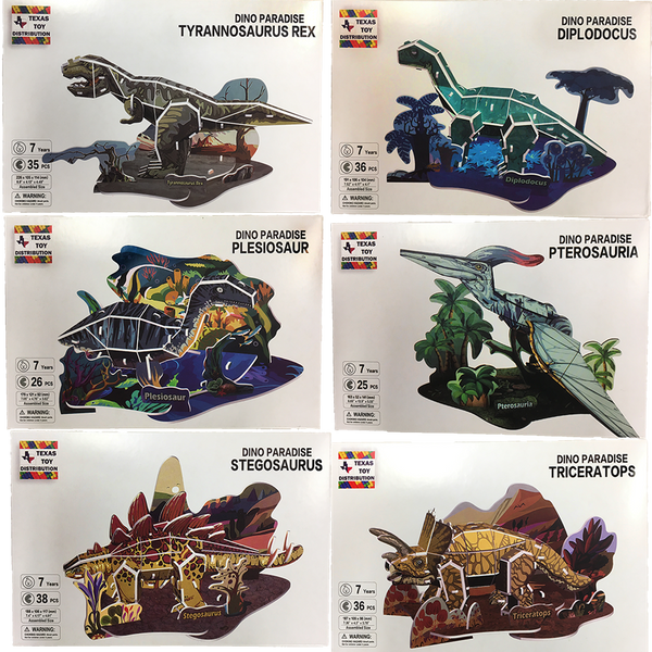 Dinosaur 3D Puzzles EPS Foam Puzzle Sets, Six Types x1 of Each - Collect them All!