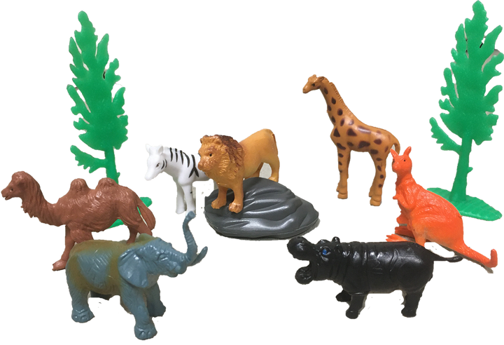 Zoo Animal Figurines in Clear Tube with Lion Head Topper - 3