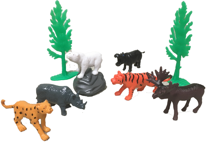 Zoo Animal Figurines in Clear Tube with Lion Head Topper - 4