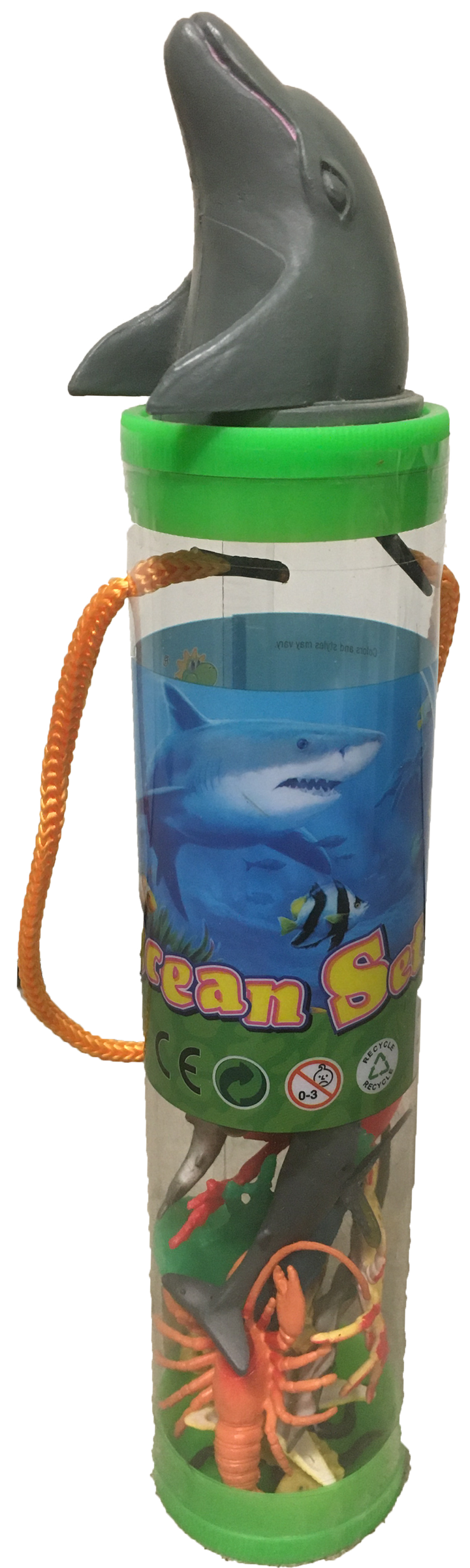 Sea Animal Figurines in Clear Tube with Dolphin Head Topper - 5