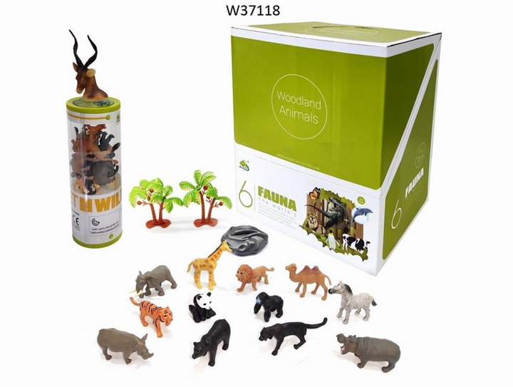 Wild Animal 3" Figurines Tube with Antelope Head Topper - 2