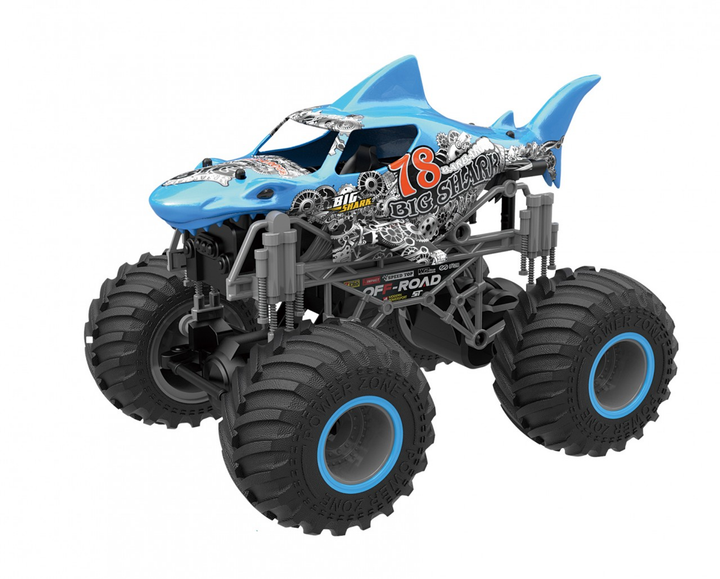 1:16 big wheel toy truck with Shark body 2.4 GHz Blue