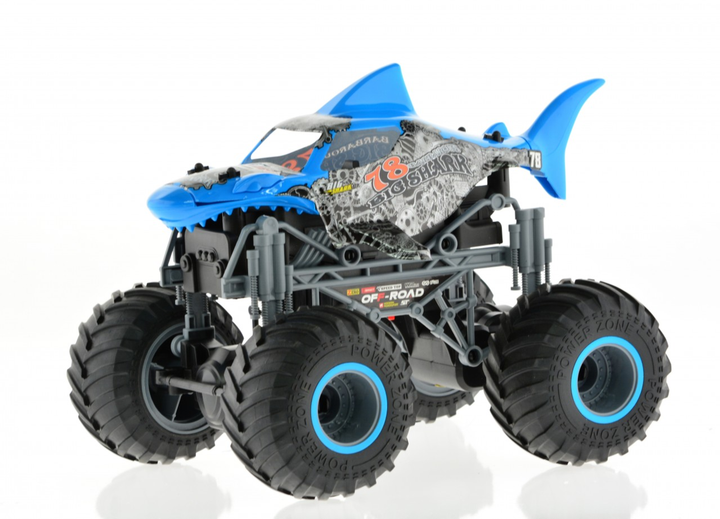 1:16 big wheel toy truck with Shark body 2.4 GHz Blue - 3