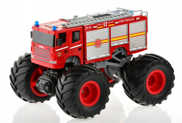 1:18 Big Wheel Racing Fire truck with Lights & Sounds Red - 3