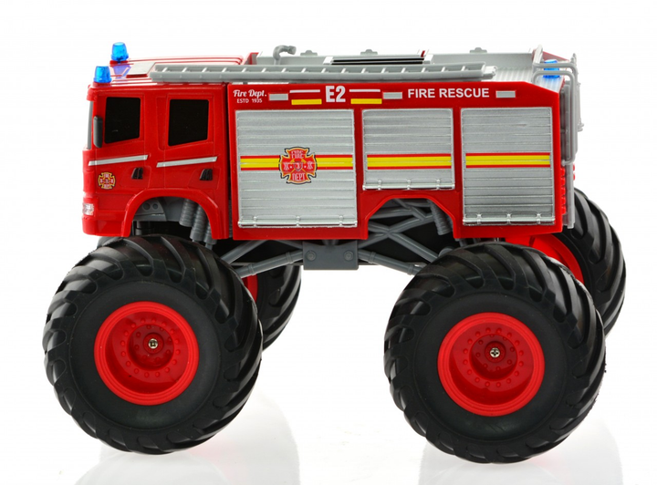 1:18 Big Wheel Racing Fire truck with Lights & Sounds Red - 4