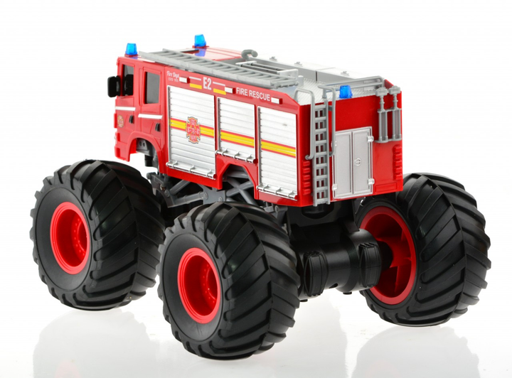 1:18 Big Wheel Racing Fire truck with Lights & Sounds Red - 5