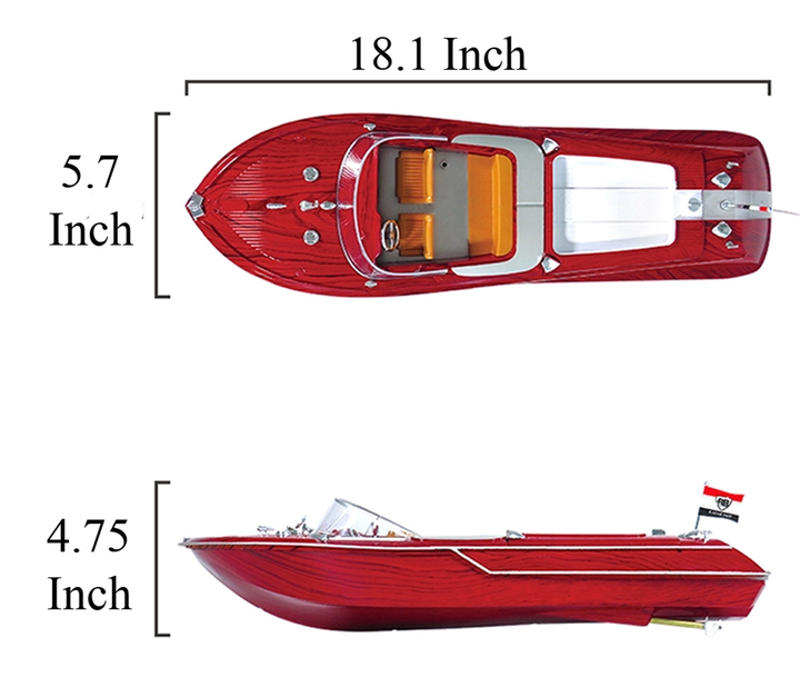 Wood Grain Speed Boat With Dual Motors And 2.4 Ghz Remote - 4