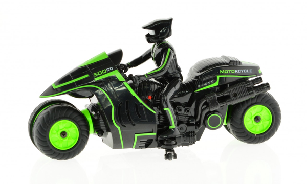 1:10 Scale Stunt MotoRCycle With 2.4 Ghz Remote Rechargeable Batteries - Green