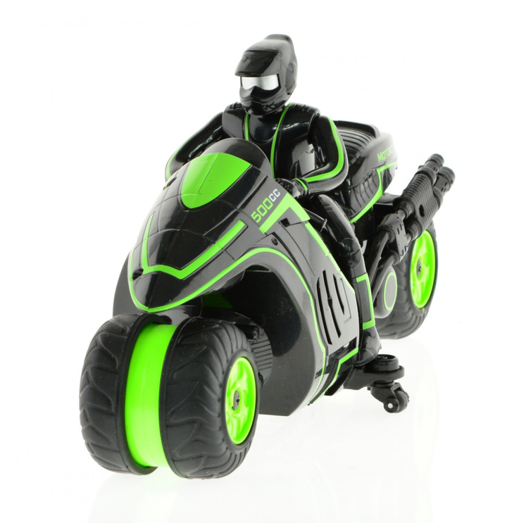 1:10 Scale Stunt MotoRCycle With 2.4 Ghz Remote Rechargeable Batteries - Green - 2