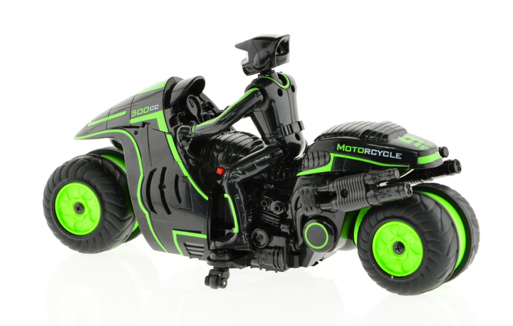 1:10 Scale Stunt MotoRCycle With 2.4 Ghz Remote Rechargeable Batteries - Green - 3