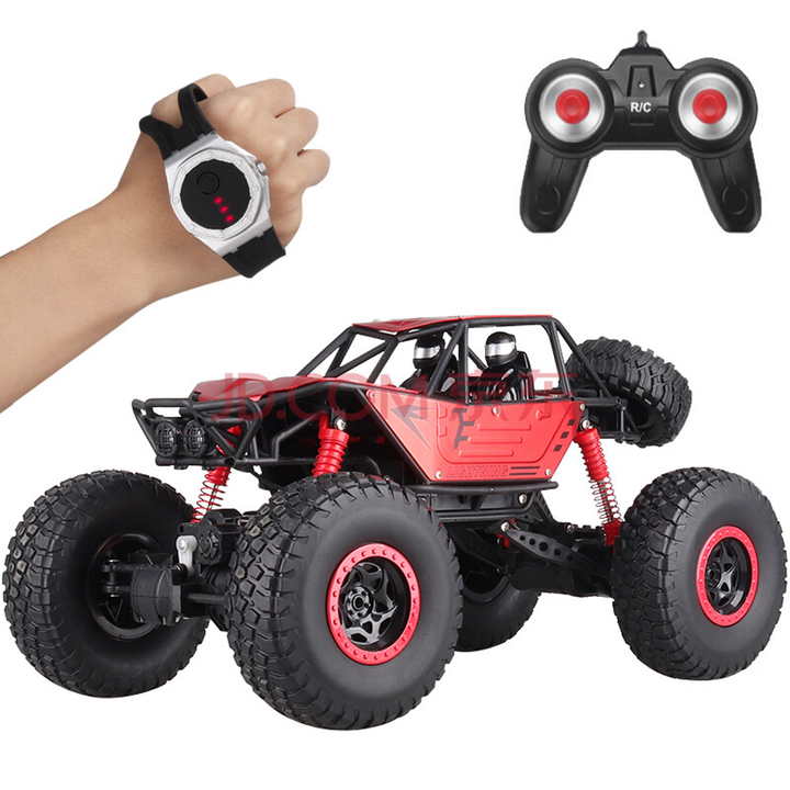 1:10 scale 4WD rock climber with metal body pannels and 2 remotes standard and gesture Red - 4