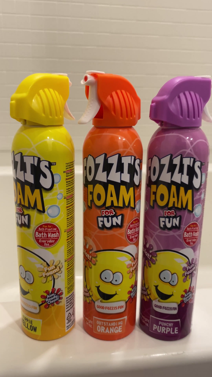 Fozzi's Bath Foam Soap Aerosol for Kids 6-pack,Yellow, Purple, Orange, Pink, Green and Blue (11.04 oz (313g) each (Pack of 6) - 5