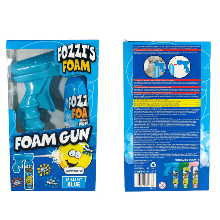 Fozzi's Foam blasters x 2 - Blue Bubblegum (two blue cans 11oz and two blue foam blasters) - 3