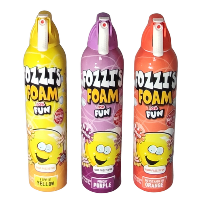 Fozzi's Bath Foam Aerosol for Kids, Yippie Yellow, Punchy Purple or Outstanding Orange, Good Clean Fun, 11.04 oz (313g) each (Pack of 3) Yellow Only