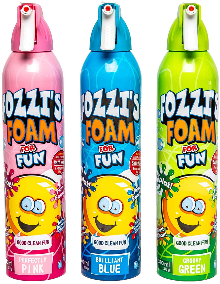 Fozzi's Bath Foam Aerosol for Kids, Brilliant Blue, Groovy Green or Perfectly Pink, Good Clean Fun, 11.04 oz (313g) each (Pack of 3) Blue Only - 7