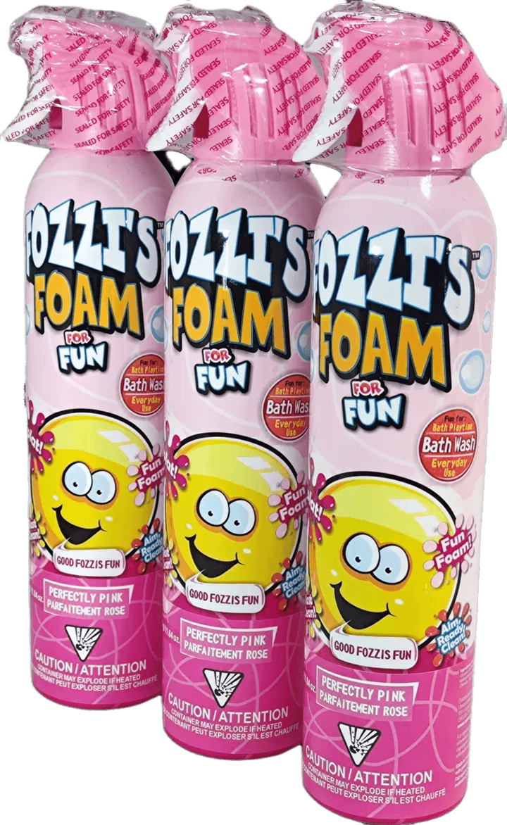 Fozzi's Bath Foam Aerosol for Kids, Brilliant Blue, Groovy Green or Perfectly Pink, Good Clean Fun, 11.04 oz (313g) each (Pack of 3) Pink Only - 3