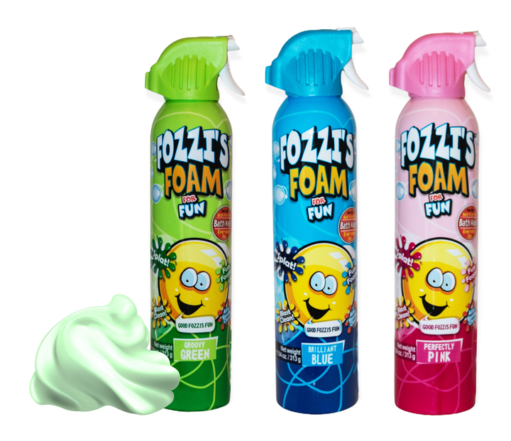 Fozzi's Mega Size, Bath Foam Aerosol for Kids, Brilliant Blue, Groovy Green and Perfectly Pink, Good Clean Fun,18 oz each (Pack of 3) - 2