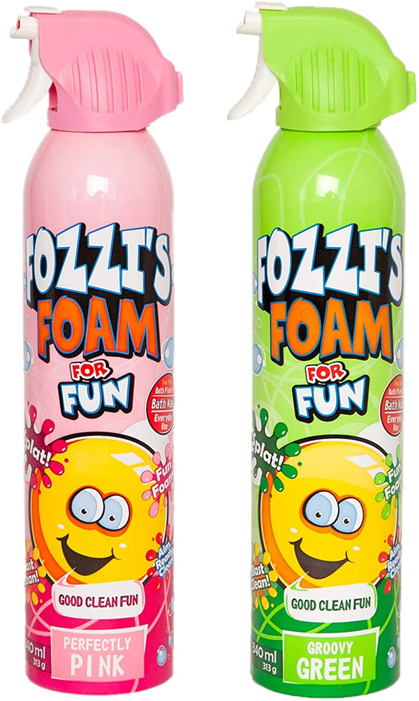 Fozzi's Bath Foam Aerosol for Kids, Groovy Green and Perfectly Pink, Good Clean Fun, 11.04 ounces (340ml) Each (Pack of 2)