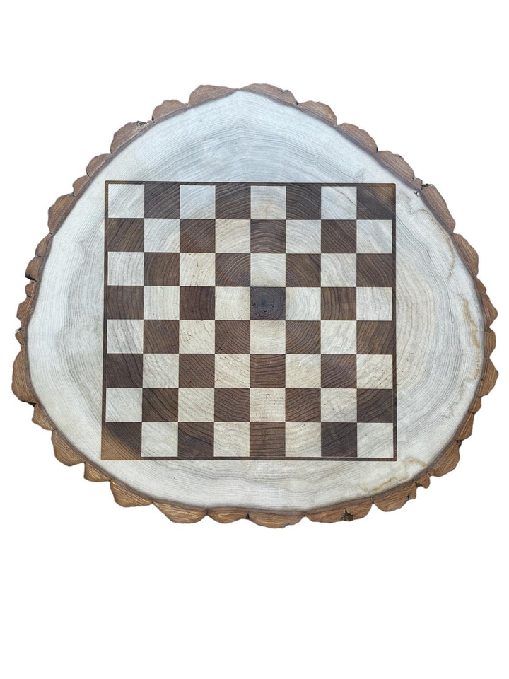 Wood Slice Chess/Checkers with all pieces included Board Game - 3