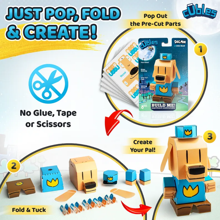 Dog Man | Build Your Own 3D Product Figures | Sturdy No Glue No Scissors Activity for Kids! - 3