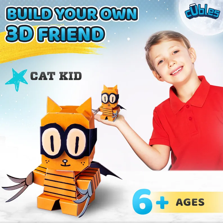 CUBLES Toy Building Set, 3D Puzzle Meets Origami Kit, STEM Toys - Cat Kid - 2