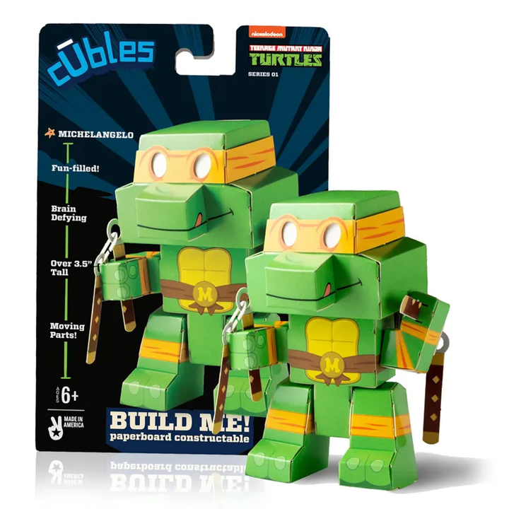 Cubles Teenage Mutant Ninja Turtles Retro Series 1: 3D Paperboard Constructable | Build-Your-Own, Ages 10 and Up | 100% Recyclable Michelangelo