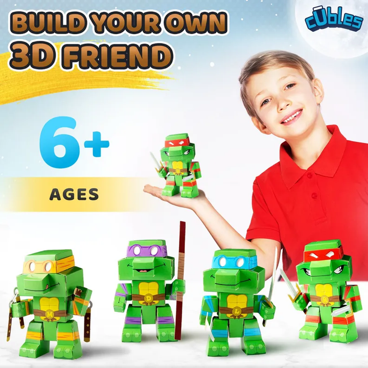 Cubles Teenage Mutant Ninja Turtles Retro Series 1: 3D Paperboard Constructable | Build-Your-Own, Ages 10 and Up | 100% Recyclable Michelangelo - 2