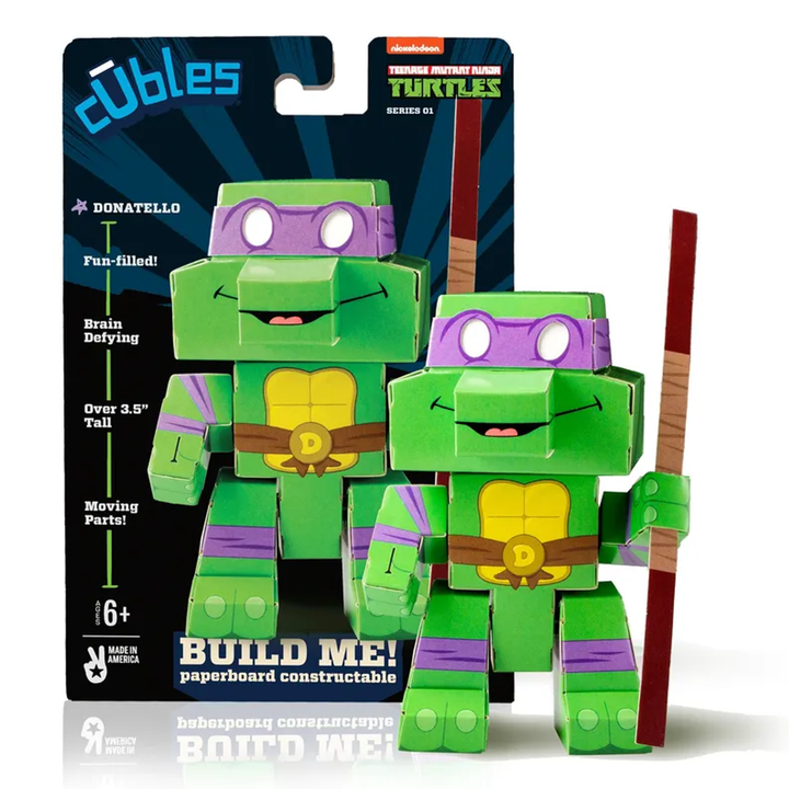 Cubles Teenage Mutant Ninja Turtles Retro Series 1: 3D Paperboard Constructable | Build-Your-Own, Ages 10 and Up | 100% Recyclable Donatello