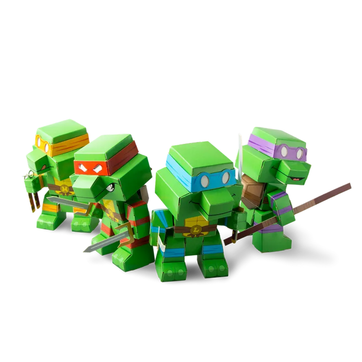 Cubles Teenage Mutant Ninja Turtles Retro Series 1: 3D Paperboard Constructable | Build-Your-Own, Ages 10 and Up | 100% Recyclable Teenage Mutant Ninja Turtles - 4-Pack Mixed