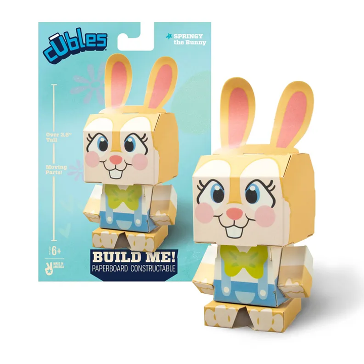 CUBLES 2022 Springy the Easter Bunny 3D Paperboard Constructable | Build-Your-Own, Ages 6 and Up - 100% Recyclable - 2