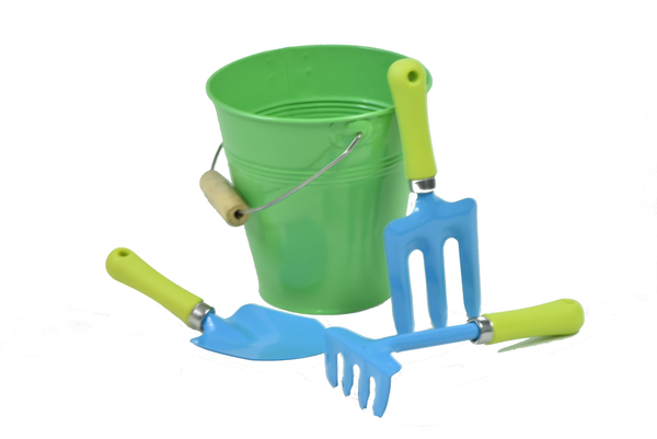 Kids Water Pail With Garden Tools Set Green