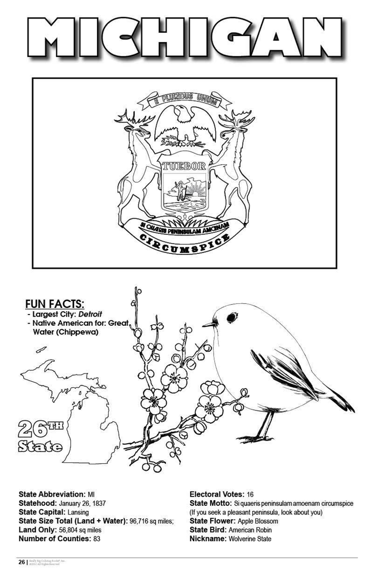 50 United States Coloring Book - 4