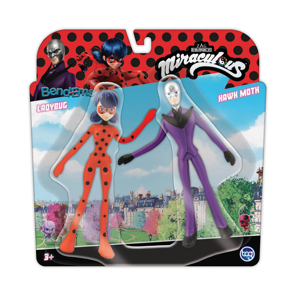 MIRACULOUS Set LADY BUG BENDABLE & HAWK MOTH BENDABLE