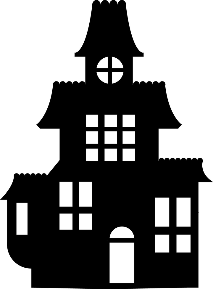 Small Single Color Cut-Out Haunted House