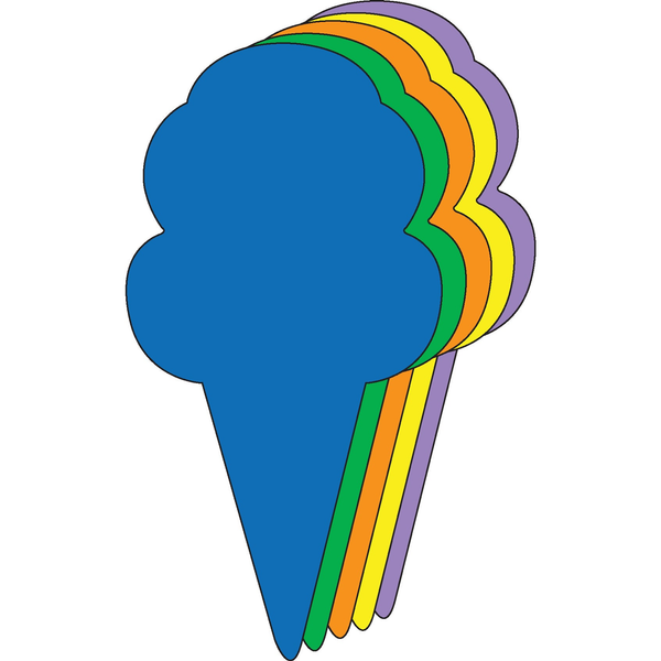 Ice Cream Cone Assorted Color Creative Cut-Outs 3"