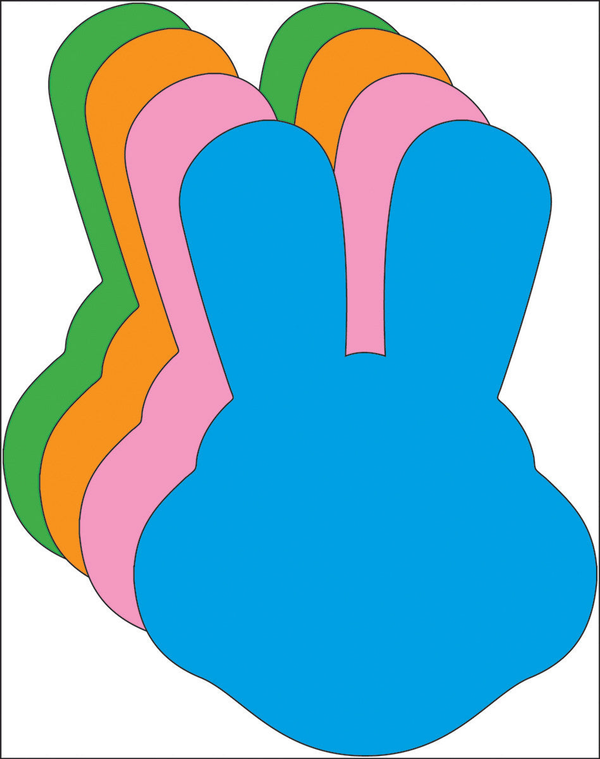 Bunny With Ears Assorted Color Creative Cut-Outs 3"