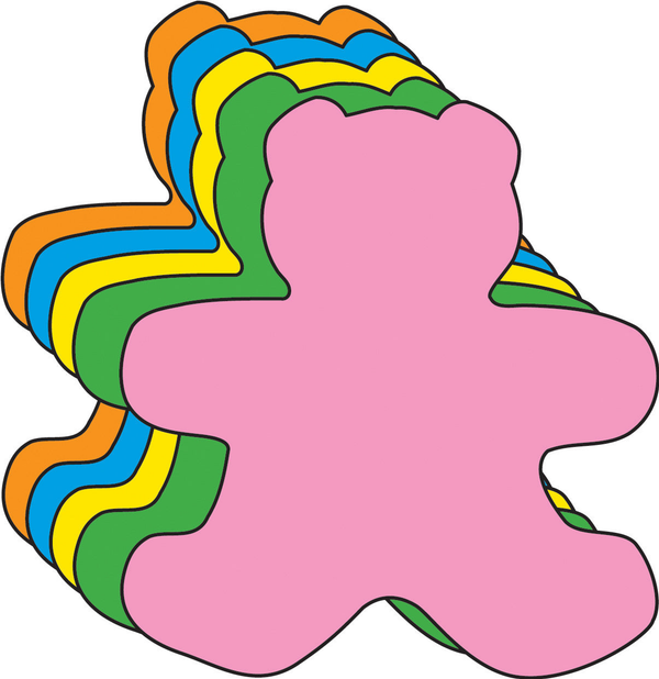 Teddy Bear Assorted Color Cut-Outs 3"