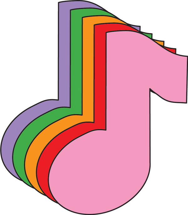 Music Note Assorted Color Creative Cut-Outs 3"