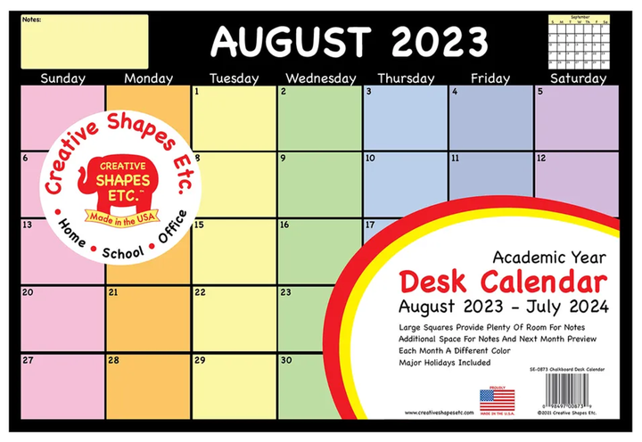 Academic Year Desk Calendar