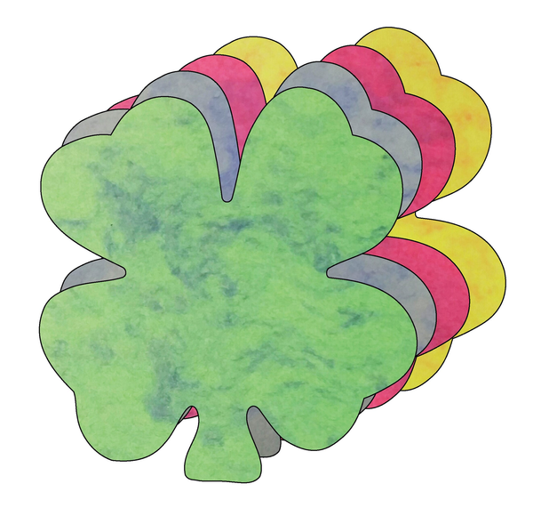 Four Leaf Clover Marble Assorted Color Creative Cut-Outs 3"