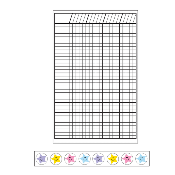 4 Piece Classroom Incentive Chart and Sticker Set Small White