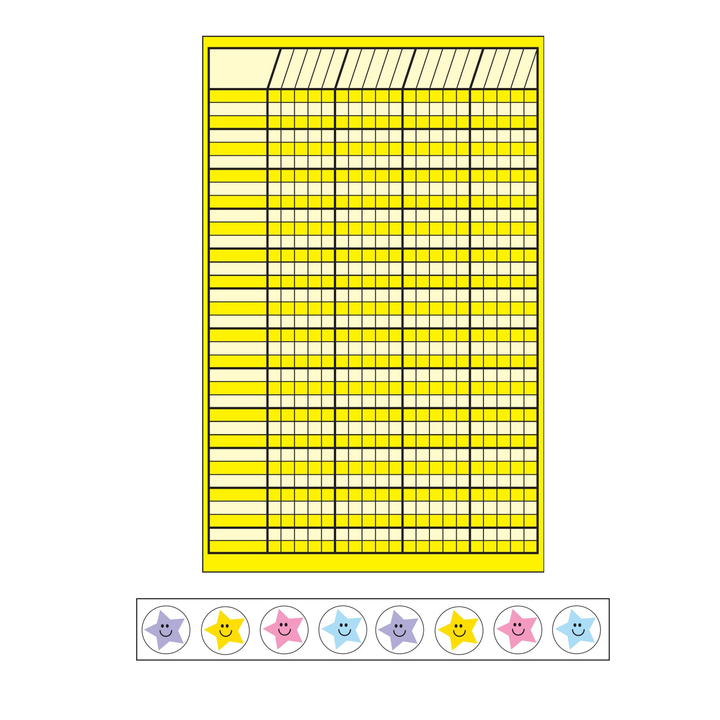 4 Piece Classroom Incentive Chart and Sticker Set Small Yellow