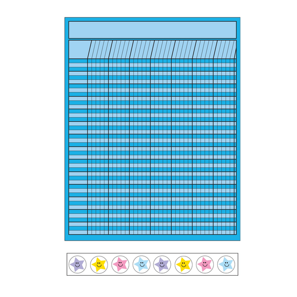 4 Piece Classroom Incentive Chart and Sticker Set Vertical Blue