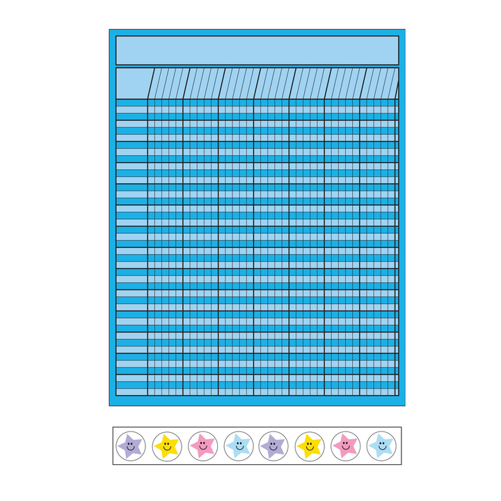 4 Piece Classroom Incentive Chart and Sticker Set Vertical Blue