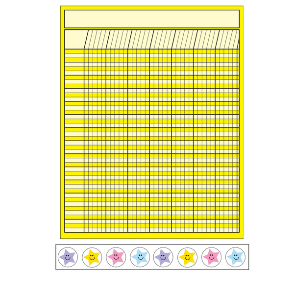 4 Piece Classroom Incentive Chart and Sticker Set Vertical Yellow